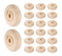sourcing map Slab Wooden Wheels 1-1/4" Dia. 7/16" Thick 1/4" Hole, Flat Unfinished Wood Hobby Wheel for Mini Christmas Tree Base DIY Model Cars Trucks, 24pcs
