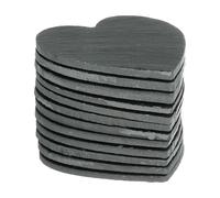 sourcing map Slate Drink Coasters,12 PCS 4 x 4 Inch - Straight-sided Heart Bar Stone Coasters for Engraving Handmade with Anti Scratch Bottom for Drink Coffee Bar Kitchen Home Decor (Black)