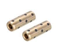 sourcing map Sleeve Bearings 6mm/0.24" Bore,12mm/0.47" OD,35mm/1.38" Height,Wrapped Oilless Bushings Brass Graphite,JDB Oilless Graphite Lubricating Brass Bearing Bushing Sleeve Pack of 2