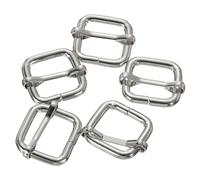 sourcing map Slide Buckle, 10Pcs 1 1/2" - Metal Tri-Glides Slide Adjuster with Movable Center Bar, Rectangle Belt Keeper for Bag Purse Straps Making Replacement (Silver)
