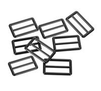 sourcing map Slide Buckle, 8Pcs 1 1/2" - Zinc Alloy Slider Tri-glide Buttons, Rectangle Belt Keeper Slider for Purse Leathercraft Bag Webbing Strap adjuster (Black)