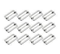 sourcing map Slides Buckles, 12pcs 30x15x2mm Metal Rectangle Adjuster Triglides Slide Buckle Roller Pin Buckles Slider Strap Adjuster for Belt Bags DIY Accessories, Silver Tone
