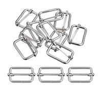 sourcing map Slides Buckles, 20pcs 25x20x3.8mm Metal Rectangle Adjuster Triglides Slide Buckle Roller Pin Buckles Slider Strap Adjuster for Belt Bags DIY Accessories, Silver Tone
