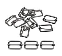 sourcing map Slides Buckles, 30pcs 15x15x3.8mm Metal Rectangle Adjuster Triglides Slide Buckle Roller Pin Buckles Slider Strap Adjuster for Belt Bags DIY Accessories, Dark Gray