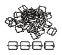 sourcing map Slides Buckles, 50pcs 15x15x3.8mm Metal Rectangle Adjuster Triglides Slide Buckle Roller Pin Buckles Slider Strap Adjuster for Belt Bags DIY Accessories, Dark Gray