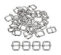sourcing map Slides Buckles, 50pcs 15x15x3.8mm Metal Rectangle Adjuster Triglides Slide Buckle Roller Pin Buckles Slider Strap Adjuster for Belt Bags DIY Accessories, Silver Tone