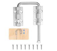 sourcing map Sliding Door Loop Lock Latch, 2.36 Inch Flexible U-Shaped Latch Hook Lock with Screws for Uneven or Warped Doors Window Barn Garden Fence Increase Home Security, Silver