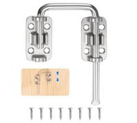 sourcing map Sliding Door Loop Lock Latch, 2.42 Inch Flexible U-Shaped Latch Hook Lock with Screws for Uneven or Warped Doors Window Barn Garden Fence Increase Home Security, Silver