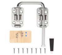 sourcing map Sliding Door Loop Lock Latch, 2.42 Inch Flexible U-Shaped Latch Hook Lock with Screws & Glue for Uneven or Warped Doors Window Barn Garden Fence Increase Home Security, Silver