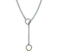 sourcing map Slip Chain Necklace, 23.6 Inches Cuban Adjustable Y Necklace with O Ring Titanium Steel Chain Chokers for Women Men Punk Gothic Jewelry, Gradient