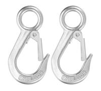 sourcing map Slip Hooks, 3-5/8" 2Pcs 304 Stainless Steel Chain Grab Hooks, 441 lbs Capacity Eye Lifting Hook Round Fast Eye Safety Snap Hook for Truck Trailer Fishing Boat Crane