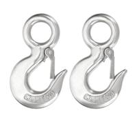 sourcing map Slip Hooks, 4-1/2" 2Pcs 304 Stainless Steel Chain Grab Hooks, 2204 lbs Capacity Eye Lifting Hook Round Fast Eye Safety Snap Hook for Truck Trailer Fishing Boat Crane