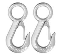 sourcing map Slip Hooks, 4-11/16" 2Pcs 304 Stainless Steel Chain Grab Hooks, 1102 lbs Capacity Eye Lifting Hook Round Fast Eye Safety Snap Hook for Truck Trailer Fishing Boat Crane