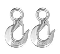 sourcing map Slip Hooks, 4" 2Pcs 304 Stainless Steel Chain Grab Hooks, 1653 lbs Capacity Eye Lifting Hook Round Fast Eye Safety Snap Hook for Truck Trailer Fishing Boat Crane