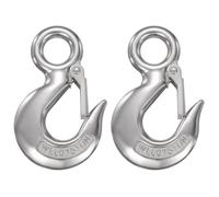 sourcing map Slip Hooks, 4" 2Pcs 316 Stainless Steel Chain Grab Hooks, 1653 lbs Capacity Eye Lifting Hook Round Fast Eye Safety Snap Hook for Truck Trailer Fishing Boat Crane