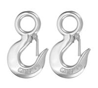 sourcing map Slip Hooks, 5-3/32" 2Pcs 304 Stainless Steel Chain Grab Hooks, 3307 lbs Capacity Eye Lifting Hook Round Fast Eye Safety Snap Hook for Truck Trailer Fishing Boat Crane