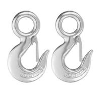 sourcing map Slip Hooks, 6-1/32" 2Pcs 304 Stainless Steel Chain Grab Hooks, 4409 lbs Capacity Eye Lifting Hook Round Fast Eye Safety Snap Hook for Truck Trailer Fishing Boat Crane
