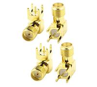 sourcing map SMA Female Jack Right Angle Solder PCB Mount RF Connector Adapter 4pcs