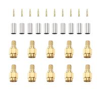 sourcing map SMA Male Crimp Connector,10 Pcs Straight Plug Crimp RF Connector SMA-J-3 for RG58 RG142 RG400 LMR195 Coaxial Cable