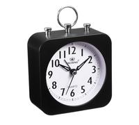 sourcing map Small Battery Operated Analog Alarm Clock, Square Travel Clock ABS Plastic Alarm Clocks for Bedroom Snooze, 12/24H, Black