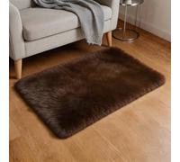 sourcing map Small Fluffy Rug, 40 x 60cm Fluffy Carpet Mat Small Area Rug Soft Runner Shaggy Washable for Bedroom Bathroom Car Dorm Locker Photography Props Background Decoration, Brown