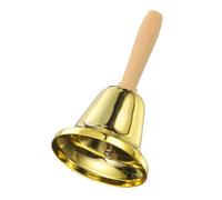 sourcing map Small Hand Bell, 2.36" Service Call Bell with Wood Handle for Christmas Party Restaurant Dinner Animal Training Home Decor, Gold Plating