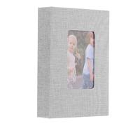 sourcing map Small Photo Album, 4x6 Inch Linen Cover Pockets Photo Book, Slip-in Picture Albums with Display Window Holds 26 Page 52 Photos for Wedding Family Anniversary, Gray