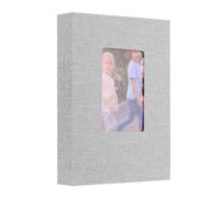 sourcing map Small Photo Album, 5x7 Inch Linen Cover Pockets Photo Book, Slip-in Picture Albums with Display Window Holds 26 Page 52 Photos for Wedding Family Anniversary, Gray