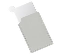 Sourcing Map Small Pocket Mirror for Purse - Stainless Steel Compact with Leather Case, Handheld Travel Accessory for Women, Girls (Gray, 2.5 x 3.66)