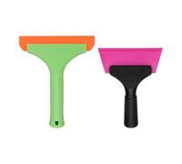 sourcing map Small Silicone Shower Squeegee for Glass Doors, 6" Bath Squeegee with 5" Small Rubber Window Shower Squeegee for Bathroom Window Mirror, Green/Orange, Black/Pink