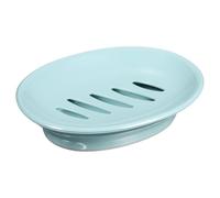 sourcing map Soap Container, 1Pcs 15.5x11cm Plastic Soap Dish with Drain, Removable Double Compartment Soap Holder for Bathroom, Shower, Kitchen (Blue)