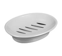 sourcing map Soap Container, 1Pcs 15.5x11cm Plastic Soap Dish with Drain, Removable Double Compartment Soap Holder for Bathroom, Shower, Kitchen (Gray)