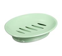 sourcing map Soap Container, 1Pcs 15.5x11cm Plastic Soap Dish with Drain, Removable Double Compartment Soap Holder for Bathroom, Shower, Kitchen (Green)