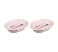 sourcing map Soap Container, 2Pcs 15.5x11cm Plastic Soap Dish with Drain, Removable Double Compartment Soap Holder for Bathroom, Shower, Kitchen (Pink)
