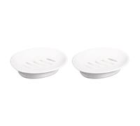 sourcing map Soap Container, 2Pcs 15.5x11cm Plastic Soap Dish with Drain, Removable Double Compartment Soap Holder for Bathroom, Shower, Kitchen (White)