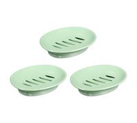 sourcing map Soap Container, 3Pcs 15.5x11cm Plastic Soap Dish with Drain, Removable Double Compartment Soap Holder for Bathroom, Shower, Kitchen (Green)
