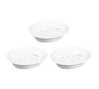 sourcing map Soap Container, 3Pcs 15.5x11cm Plastic Soap Dish with Drain, Removable Double Compartment Soap Holder for Bathroom, Shower, Kitchen (White)