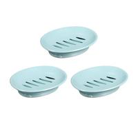 sourcing map Soap Container, 3Pcs 15.5x11cm Plastic Soap Dish with Drain, Removable Double Compartment Soap Holder for Bathroom, Shower, Kitchen (Blue)