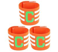 sourcing map Soccer Captain Armband, Nylon Captain Arm Bands for Soccer Elastic Captain C Arm Band Sports Captain Armbands for Football Team Training Youth & Adult Orange, Pack of 3