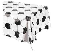 sourcing map Soccer Tablecloth, 54 x 108 Inch Soccer Pattern Rectangle Sports Soccer Theme Table Cover for Stadium Birthday Party Decoration Black White Grid