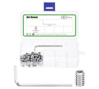 sourcing map Socket Set Grub Screws,50PCS 1/4"x3/8"- 304 Stainless Steel Hex Socket Cup Point Allen Screws with Hex Wrench for Repairing Door Handles, Faucet (Silver)
