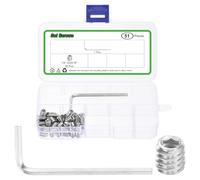 sourcing map Socket Set Grub Screws,50PCS 1/4"x5/16"- 304 Stainless Steel Hex Socket Cup Point Allen Screws with Hex Wrench for Repairing Door Handles, Faucet (Silver)