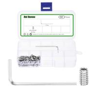 sourcing map Socket Set Grub Screws,50PCS #10x3/8"- 304 Stainless Steel Hex Socket Cup Point Allen Screws with Hex Wrench for Repairing Door Handles, Faucet (Silver)
