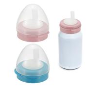 sourcing map Soda Can Lids, 2 Pcs Soda Can Cover with Straw Leak-proof Reusable Beer Caps Saver Fits Standard Drink for Beverage Soft Drink, Pink/Blue