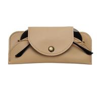 sourcing map Soft Eyeglass Cases, Leather Sunglass Case Portable Glasses Pouch with Magnetic Snap Closure for Women Men Sunglasses Cases (Beige)