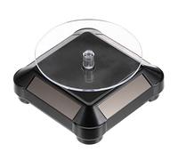 sourcing map Solar Display Stand Turntable 3.54" Plate Dia Battery Double Use 360° Two-Way Rotating ABS Plastic Automatic Revolving Display for 3D Print Jewelry Displaying, Black