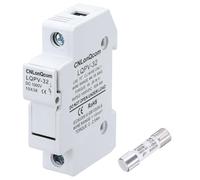 sourcing map Solar Fuse Holder with 1 Fuse Core, DC 1000V 15A Single Pole 10x38mm DIN Rail Mount Fuse Holder Base for Household Circuits, Photovoltaic Station