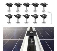 sourcing map Solar Panel Mounting Set, Aluminum Alloy 10Pcs T-Shaped Mid Clamps 45mm Panel Thickness with Hex Wrench for Metal Tin Flat Sheet Roof RV Installation, Black