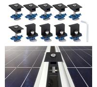 sourcing map Solar Panel Mounting Set, Aluminum Alloy 6Pcs T-Shaped Mid Clamps and 4Pcs End Clamps 35mm Panel Thickness with Hex Wrench for Metal Tin Flat Sheet Roof RV Installation, Black