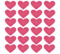 sourcing map Solid Rose Red Small Heart Patch Appliques Embroidered Patches Garment DIY Embellishments 2.6x2cm/1x0.8 Inch for Vest Clothes Backpacks Hats, DIY Crafts Caps, Pack of 24